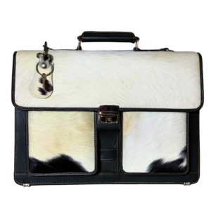 THE EXECUTIVE FUR LEATHER BRIEFCASE OFFICE BAG WITH LAPTOP COMPARTMENT WITH LOCK